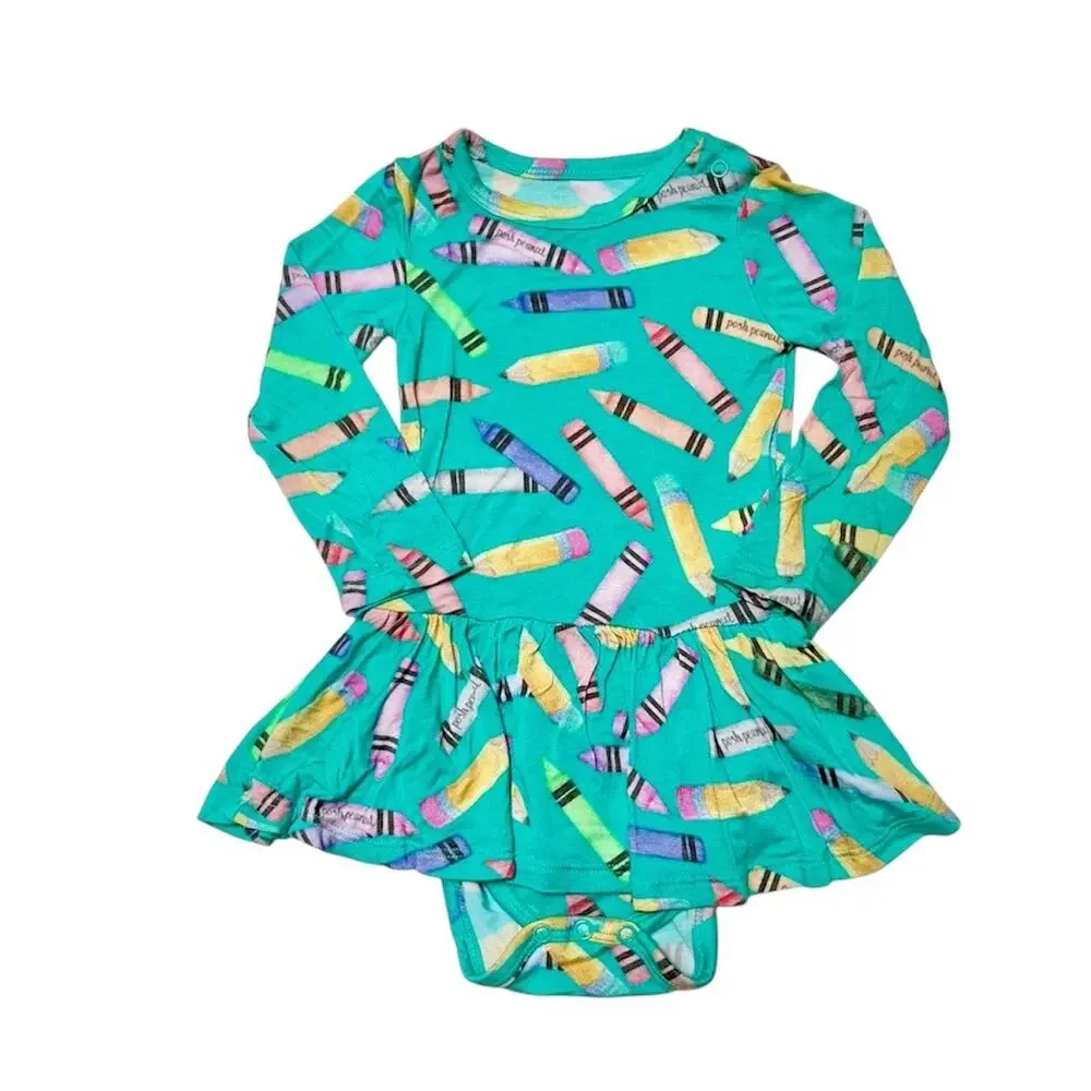 Posh Peanut Back to School Twirl Skirt Bodysuit Size 12-18m